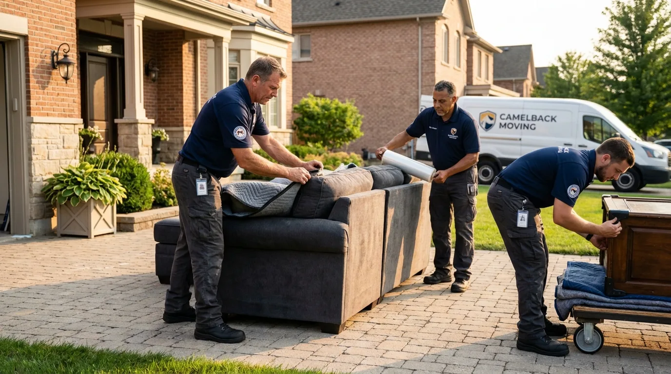 Large estate moving crew wrapping furniture in Union City, PA