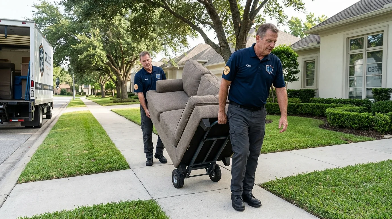 Local residential moving crew loading furniture in Union City, PA